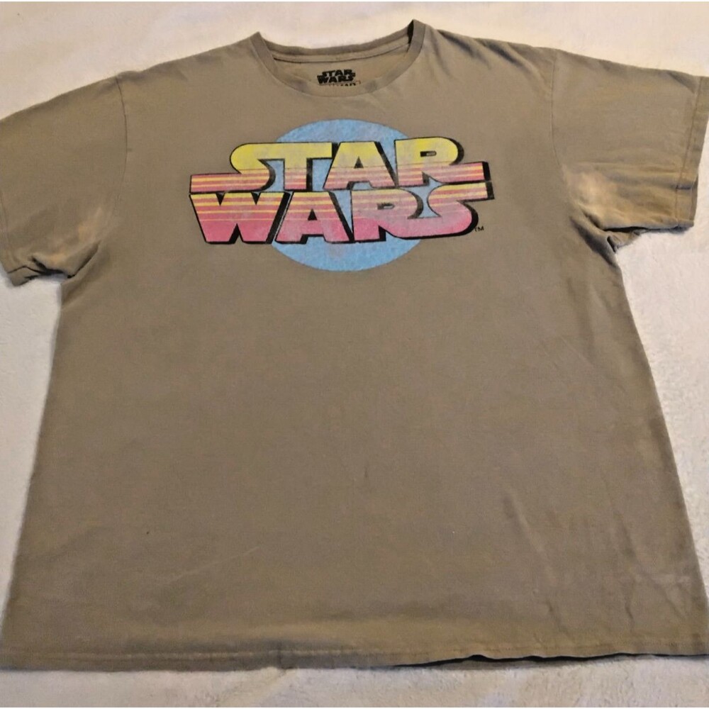 MAD Engine Star Wars IV Logo Graphic Tee Shirt Mens Size L Brown Vintage Style